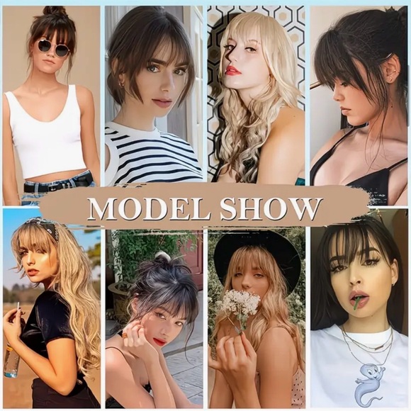 Natural Black Hair Bangs Extension Clip - Picture 7 of 11